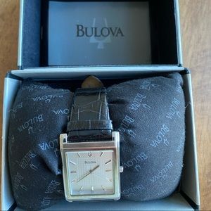 Bulova watch with black leather strap